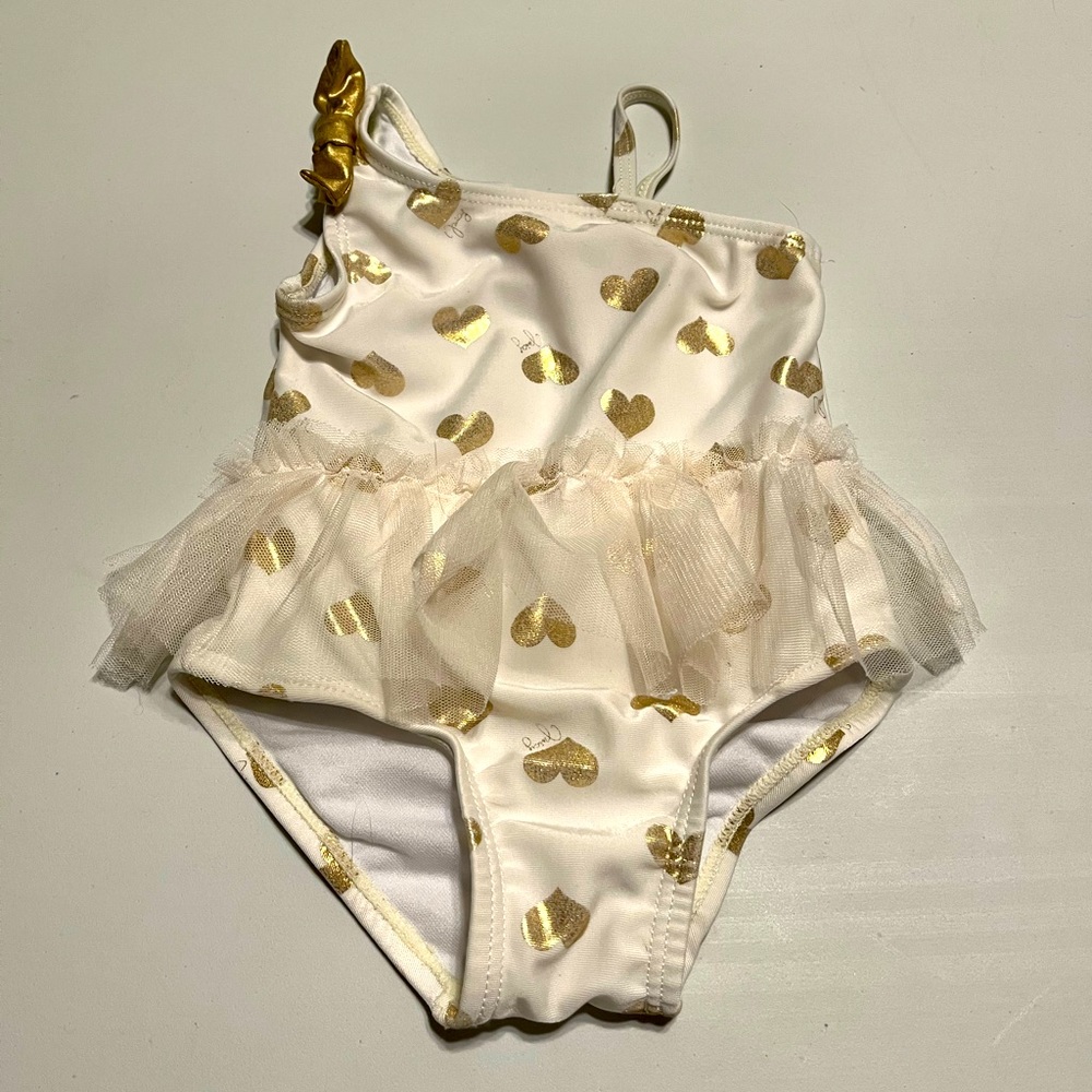 🌟Juicy Couture White & Gold Bathing Suit Size 12 Months